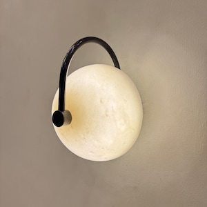 Marble Dome Light, Minimalist Marble Sconce, Natural Wall Light, Alabaster Light Fixture, Modern Wall Sconce, Unique Natural Marble Light,