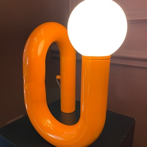 Orange Tube Table Lamp, Modern Tube Lamp, Unique Lamp, Bedside Lamp, Living Room Decor, Home Decor, Modern Decor, Unique Lighting image 4