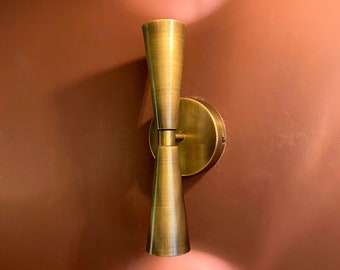 Double Light Wall Sconce, Plug-in Wall Sconce, Antique Brass Wall Sconce, Bedside Wall Light, Mid-Century Wall Sconce, Minimal Wall Sconce