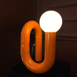 Orange Tube Table Lamp, Modern Tube Lamp, Unique Lamp, Bedside Lamp, Living Room Decor, Home Decor, Modern Decor, Unique Lighting image 6