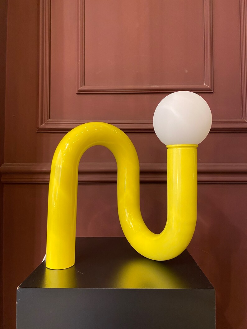 Yellow Tube Table Lamp, Modern Bedside Lamp, Yellow Table Lamp, Unique ...