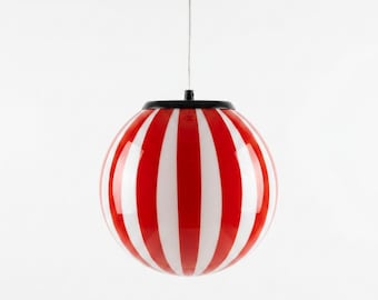 Hand Blown Candy Stripe Glass Pendant Light, Retro Globe Lamp