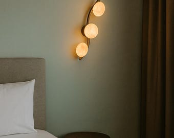 Aplique de pared de mármol de lujo, aplique de mármol alabastro, iluminación de mesita de noche estilo hotel, lámpara de tocador de baño, luz de mármol