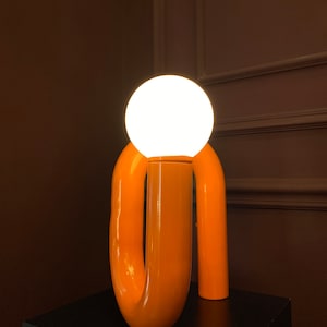 Orange Tube Table Lamp, Modern Tube Lamp, Unique Lamp, Bedside Lamp, Living Room Decor, Home Decor, Modern Decor, Unique Lighting image 7