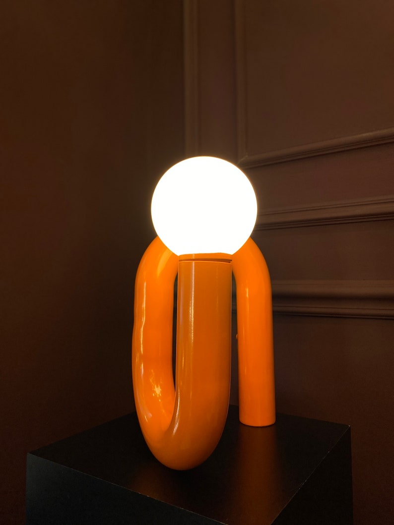 Orange Tube Table Lamp, Modern Tube Lamp, Unique Lamp, Bedside Lamp, Living Room Decor, Home Decor, Modern Decor, Unique Lighting image 7