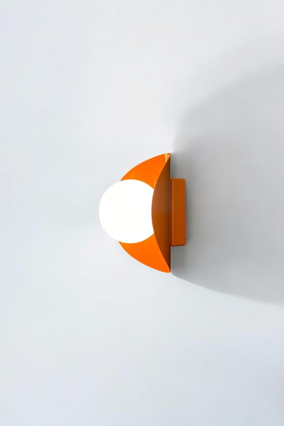 Orange Wall Sconce, Modern Wall Sconce, Minimalist Wall Sconce, Colored Sconce, Simple Light Fixture, Modern Home Decor, Colourful Lighting