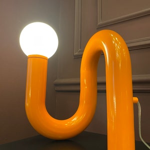 Orange Tube Table Lamp, Modern Tube Lamp, Unique Lamp, Bedside Lamp, Living Room Decor, Home Decor, Modern Decor, Unique Lighting image 3