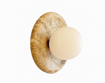 Travertine Marble Light, Marble Sconce, Unique Wall Light, Bedroom Lighting, Handmade Stone Light, Minimalist Sconce, Bedroom Wall Lighting