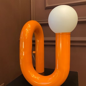 Orange Tube Table Lamp, Modern Tube Lamp, Unique Lamp, Bedside Lamp, Living Room Decor, Home Decor, Modern Decor, Unique Lighting image 9