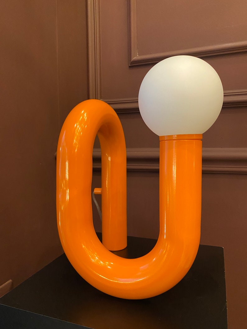 Orange Tube Table Lamp, Modern Tube Lamp, Unique Lamp, Bedside Lamp, Living Room Decor, Home Decor, Modern Decor, Unique Lighting image 9