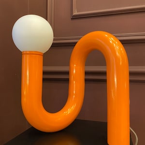 Orange Tube Table Lamp, Modern Tube Lamp, Unique Lamp, Bedside Lamp, Living Room Decor, Home Decor, Modern Decor, Unique Lighting image 8