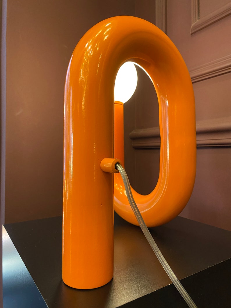 Orange Tube Table Lamp, Modern Tube Lamp, Unique Lamp, Bedside Lamp, Living Room Decor, Home Decor, Modern Decor, Unique Lighting image 5