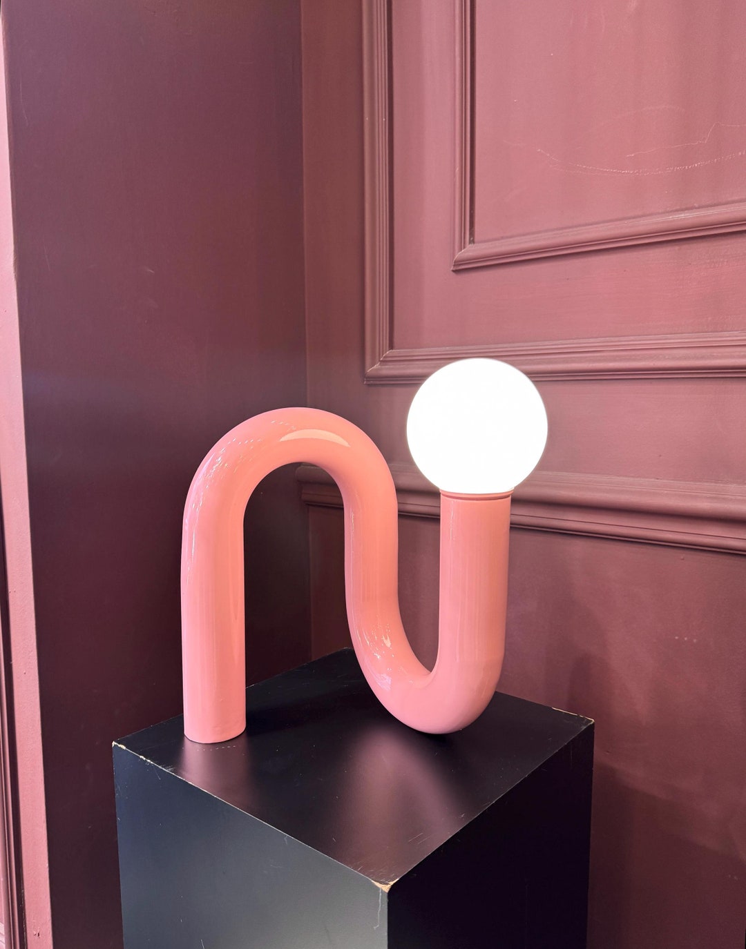 Baby Pink Tube Table Lamp, Pink Table Lamp, Unique Lamp, Modern Bedside ...