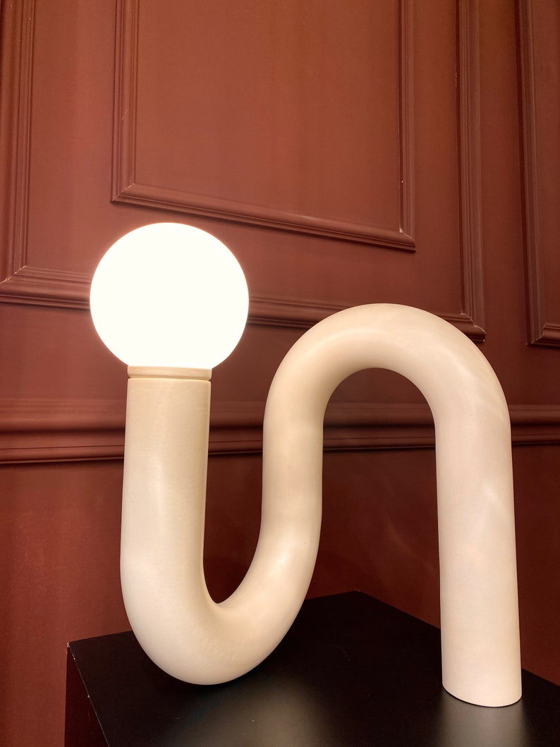 White Tube Table Lamp, Adjustable Lamp, Unique Table Lamp, Bedside Lamp, Living Room Decor, Home Decor, Modern Desk Lamp, Unique Lighting image 7