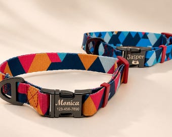Personalized Dog Collar with Engraved Metal Buckle, Custom Pet ID Collar