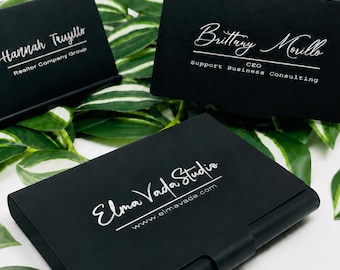 Personalized Business Card Holder, Engraved Office Card Case, Realtor Gift for Real Estate Agent