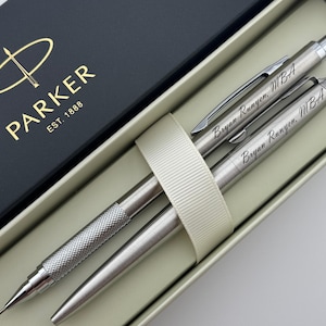 Engraved Parker Pen and Mechanic Pencil Set in Parker Gift Box, Custom Graduation Gift, MBA Graduation Gift, Masters Degree Graduation Gift