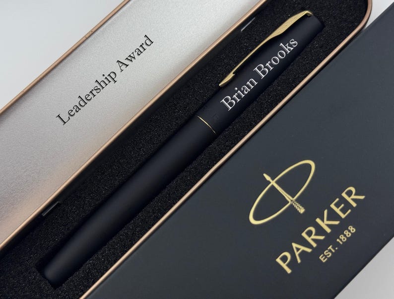 Custom engraved Parker Fountain Pen in Tin Box