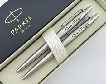 Engraved Chrome Parker Jotter Pen Set, Personalized Pen, Couple Gift, Wedding Gift, Anniversary Gift, Graduation Gift, Teacher Gift