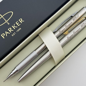 Engraved Parker Pen and Mechanic Pencil Set in Parker Gift Box, Custom Graduation Gift, MBA Graduation Gift, Masters Degree Graduation Gift