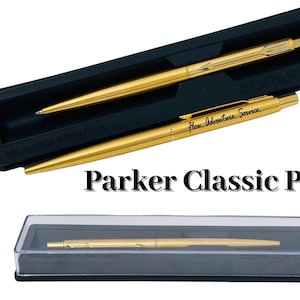 Personalized Gold Parker Classic Pen in Plastic Parker Gift Box