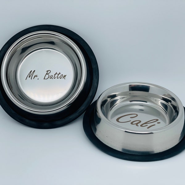 Personalized Dog Bowl Pet Bowl with Name, Gift for Pet, Custom Food Water Bowl, Stainless Steel Bowl, Bowl with Bones Small & Medium