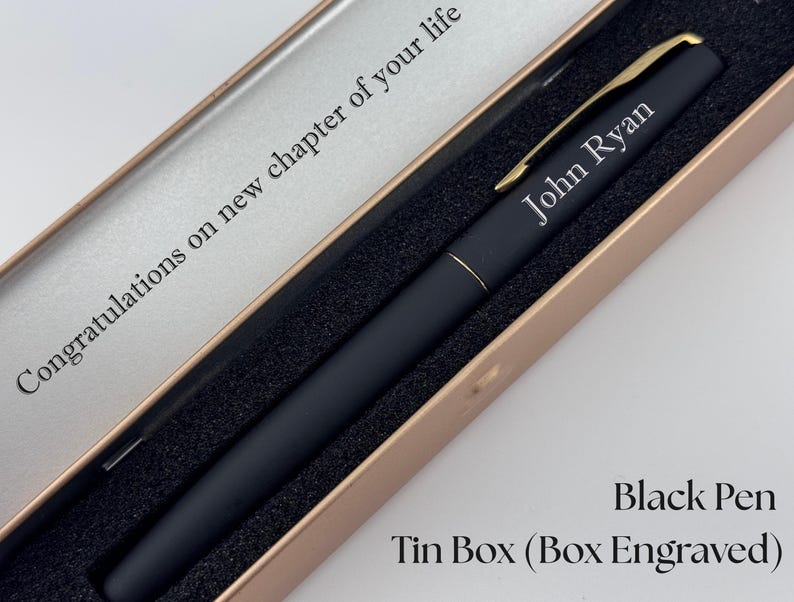 Custom engraved Parker Fountain Pen in Tin Box