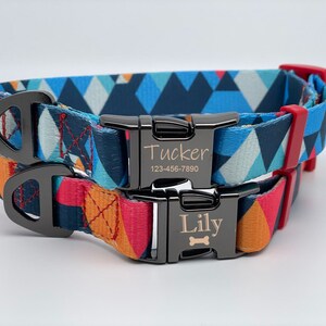 Engraved Metal Buckle Dog Collar Geometric design