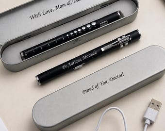 Personalized Medical Penlight, Engraved Nurse Penlight, Rechargeable USB Diagnostic Light, MD Graduation Gift