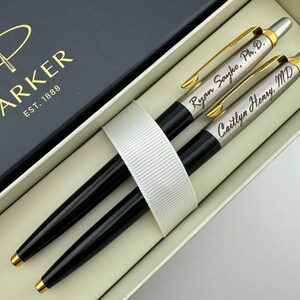 Personalized Parker Pen Set, Blue and Black Parker Jotter Pen Set, Coworker Gift, Graduation Teacher Gift, Wedding Gift