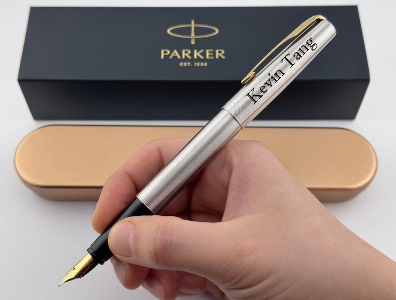 Custom engraved Parker Fountain Pen in Tin Box
