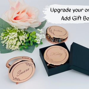 Personalized Rose Gold/Silver Mirror in Black Box