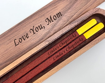 Personalized Wood Chopsticks in Box - Gift for Mom, Mother's Day Gift, New Mom Gift, Keepsake for Mom, Sushi Lover Gift