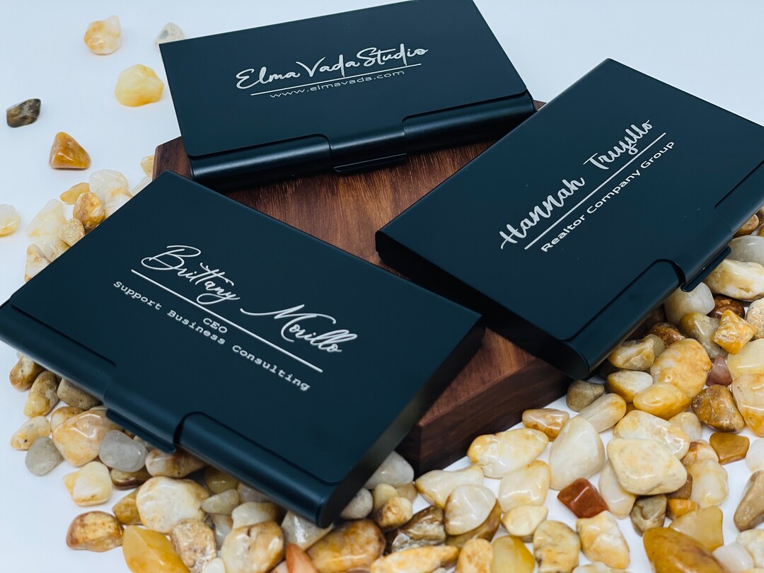Leader Storage Card Engraved Business Card Holder for Financial Directors, Personalized ...