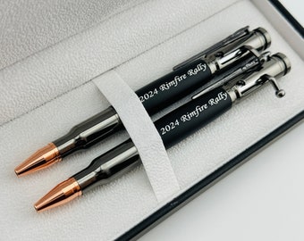 Personalized Bullet Bolt Action Pen Set of 2, Custom Pen, Office Gift, New Job Gift, Gift for Boss, Teacher Graduation Gift, Student Gift ~