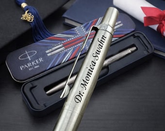 PhD Graduation Gift for Doctor – Personalized Parker Pen in Gift Box, Engraved Custom Graduation Present
