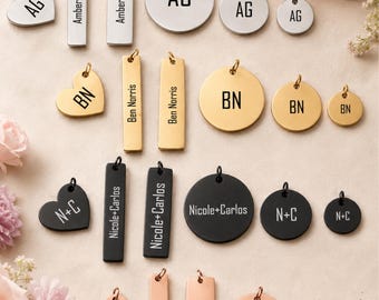 Personalized Laser Engraved Charm, Custom Name Pendant, Engraved Jewelry Tags