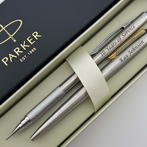 Ensemble personnalisé de stylos et porte-mines Parker, ensemble de stylos gravés, cadeau d'anniversaire de travail, cadeau de remerciement d'un employé