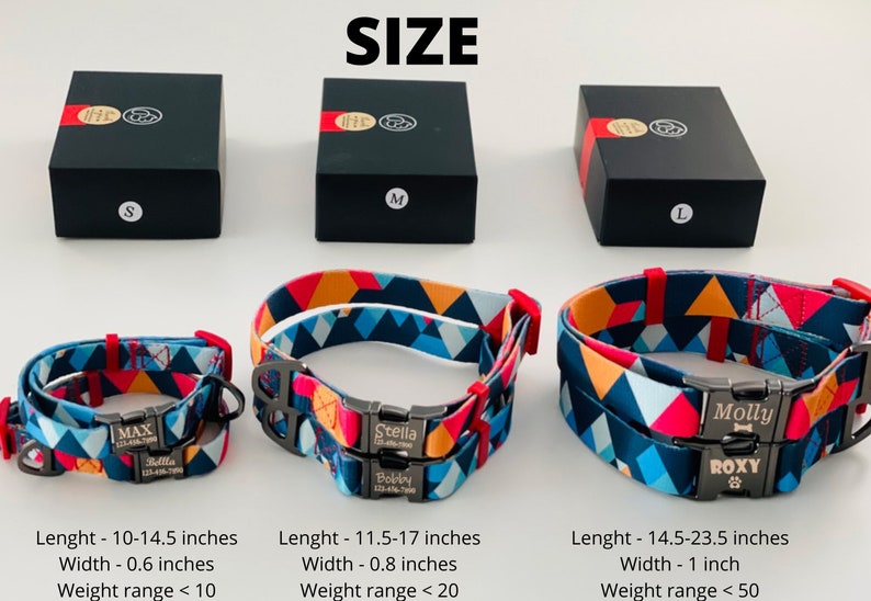 Engraved Metal Buckle Dog Collar Geometric design