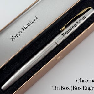 Custom engraved Parker Fountain Pen in Tin Box