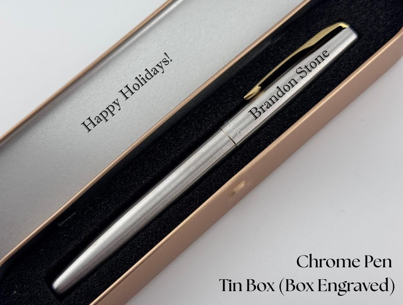 Custom engraved Parker Fountain Pen in Tin Box