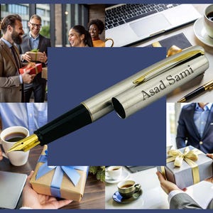 Custom engraved Parker Fountain Pen in Tin Box