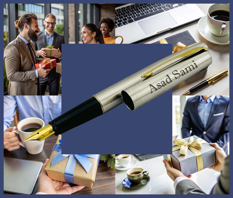 Custom engraved Parker Fountain Pen in Tin Box