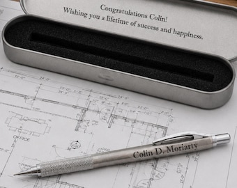 Engineer Gift – Personalized Mechanical Pencil Set, Custom Engraved Architect Graduation Gift