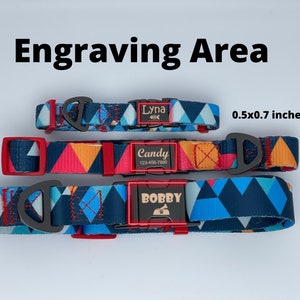 Engraved Metal Buckle Dog Collar Geometric design