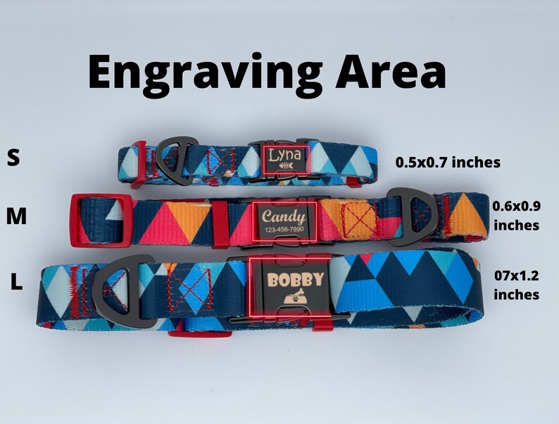 Engraved Metal Buckle Dog Collar Geometric design