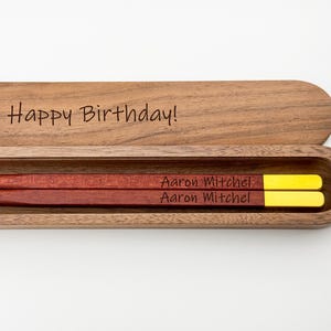 Custom Engraved Wood Chopsticks, Personalized Sandalwood Chinese Chopsticks, Birthday Gift for Asian Friend, Sushi Lover Gift