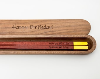 Custom Engraved Wood Chopsticks, Personalized Sandalwood Chinese Chopsticks, Birthday Gift for Asian Friend, Sushi Lover Gift