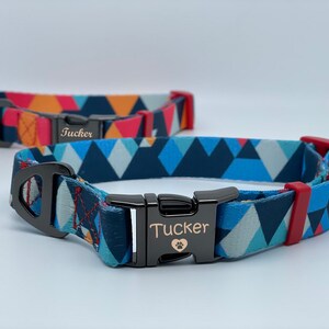 Engraved Metal Buckle Dog Collar Geometric design