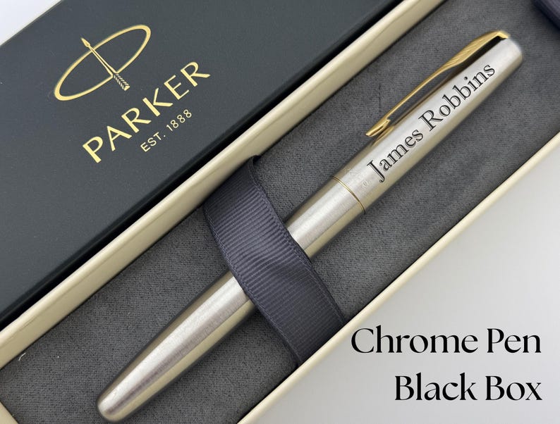 Custom engraved Parker Fountain Pen in Tin Box
